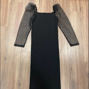 Brand new, black long dress, lace sleeves, size s/m, off shoulder